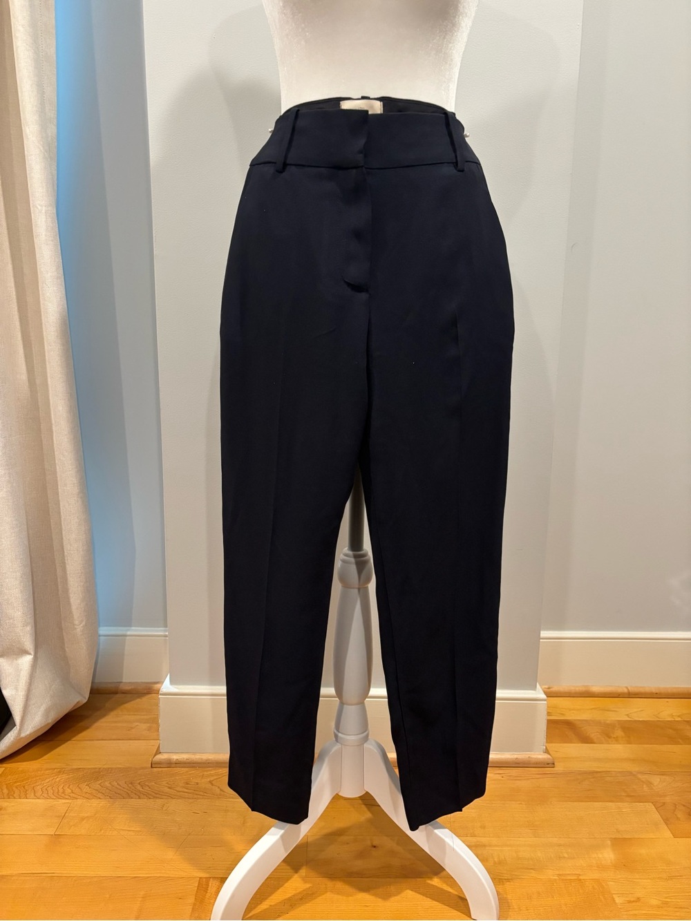Sezane High-Waist Navy Pants